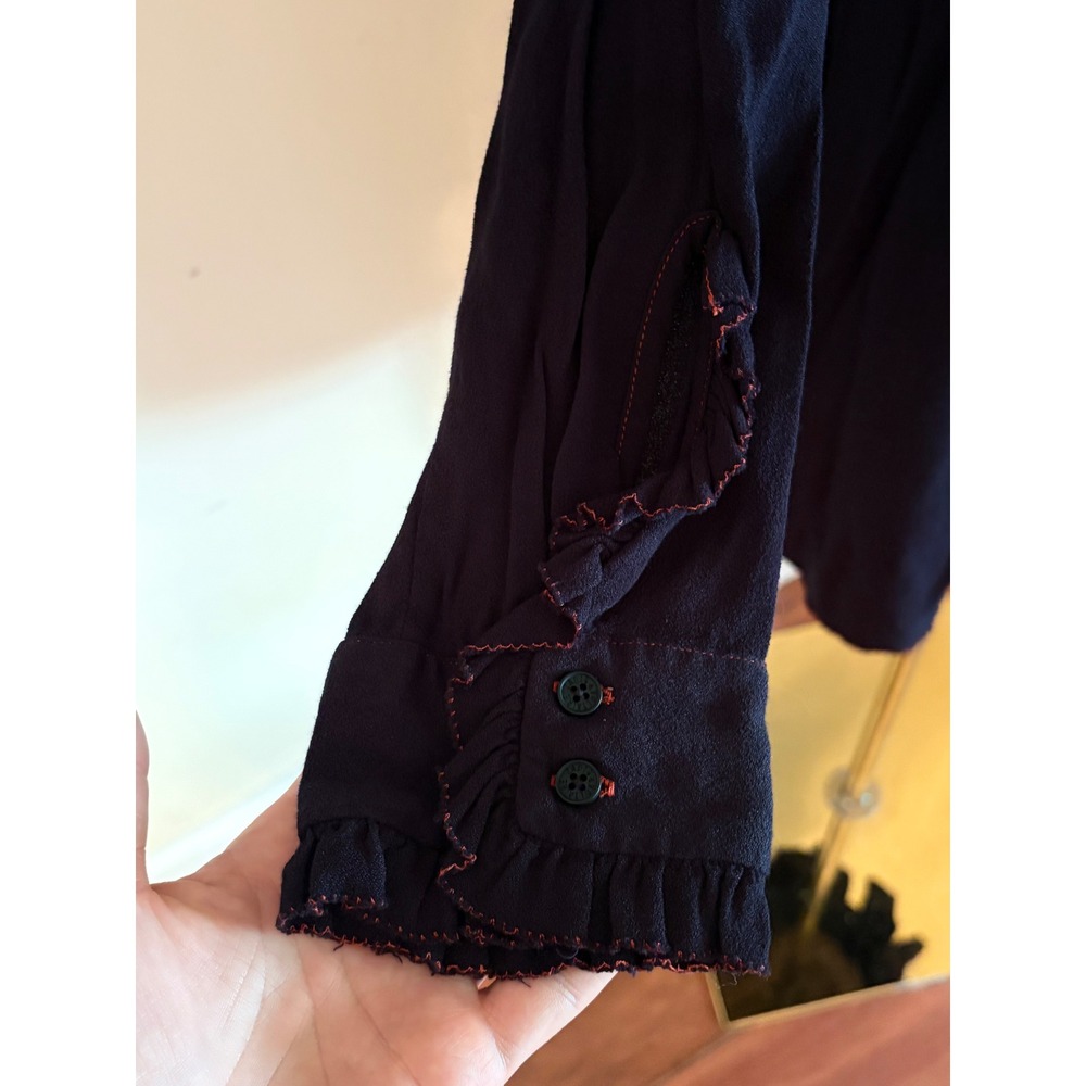 Zadig & Voltaire Remus‎ Navy Blue Ruffle Keyhole Mini Dress Small - Picture 7 of 8